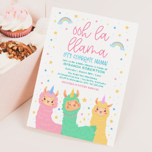 Ooh La Llama regenboog en sterren Baby shower Kaart