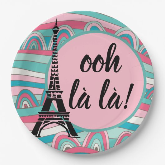 Ooh la/Monogram French Chic Eiffel Tower Papieren Bordje (Voorkant)