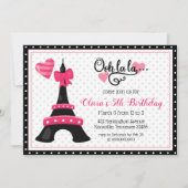 Ooh la Paris Eiffel Tower Pink and Black Party Kaart (Voorkant)