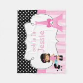 Ooh la Paris Eiffel Tower Pink en Black Fleece Deken (Voorkant)