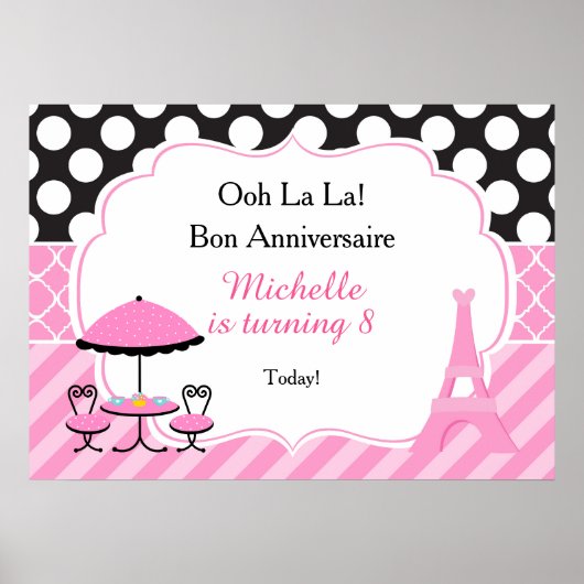Ooh la Paris Tea Birthday Poster (Voorkant)