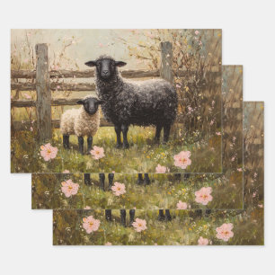 Ooi en Lam Spring Schaap Art Decoupage Inpakpapier Vel