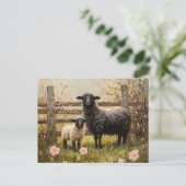 Ooi en lamsvlees Spring Sheep Art Briefkaart (Staand voorkant)