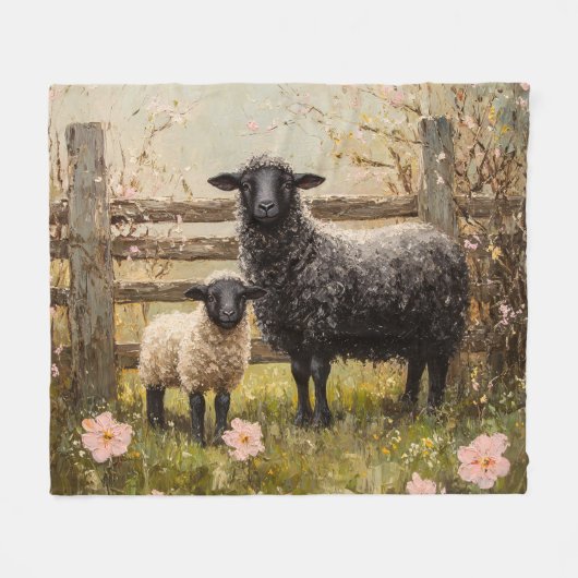 Ooi en lamsvlees Spring Sheep Art Fleece Deken (Voorkant (Horizontaal))