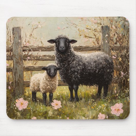 Ooi en lamsvlees Spring Sheep Art Muismat (Voorkant)