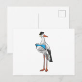 Ooievaar als leraar met boek briefkaart (Voorkant / Achterkant)