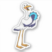 Ooievaar als musicus met tamboerijn sticker (Voorkant)