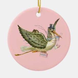 OOIEVAAR BABY MEISJE SHOWER INITIALEN Rood Robijn Keramisch Ornament