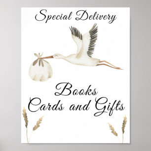 ooievaar baby shower - boeken, kaarten & cadeaus poster