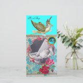 OOIEVAAR BABY SHOWER INITIALEN , aquamarijn (Staand voorkant)