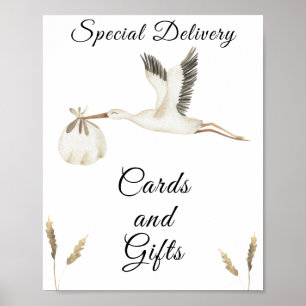 ooievaar baby shower - kaarten & cadeaus poster