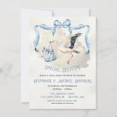 Ooievaar Baby shower Lint Bow Speciale Levering Kaart (Voorkant)