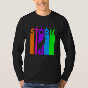Ooievaar Dier Regenboog Bubbel Met Silhouet T-shirt