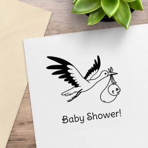 Ooievaar Draagt Bundel Baby Shower Rubberstempel