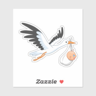 Ooievaar draagt een Baby Sticker