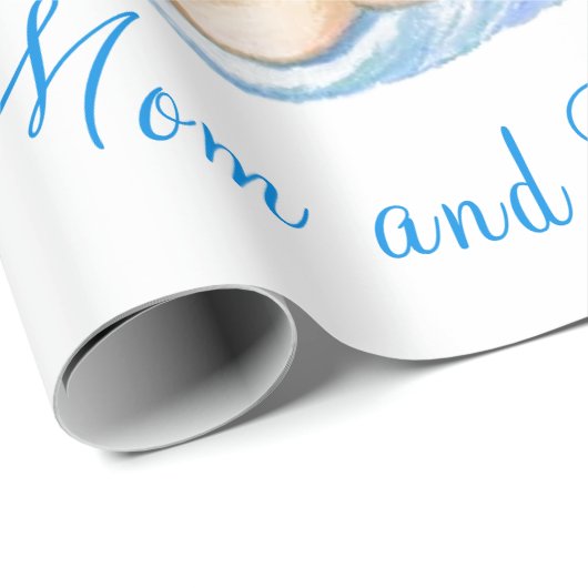 Ooievaar en Baby Grappig Baby shower Wrapping Papi Cadeaupapier (Rol Hoek)