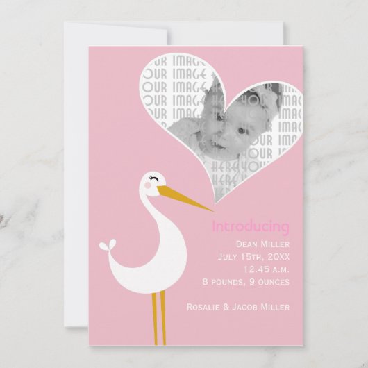 Ooievaar Geboorte Aankondiging (Voorkant)