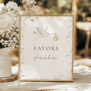 Ooievaar groen Baby shower gunsten teken Poster