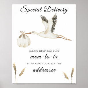 Ooievaar - Help de bezige aanstaande moeder geadre Poster