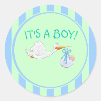 Ooievaar het is een jongen ronde sticker