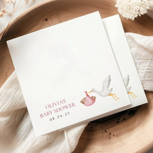Ooievaar Levering Roze Meisje Baby Shower Servet