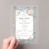 Ooievaar Lint en Bow Baby shower Acryl Uitnodigingen (Insitu (Draagbaar))