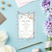 Ooievaar Lint en Bow Baby shower Acryl Uitnodigingen (Insitu (Huwelijk))