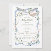 Ooievaar Lint en Bow Baby shower Kaart (Voorkant)