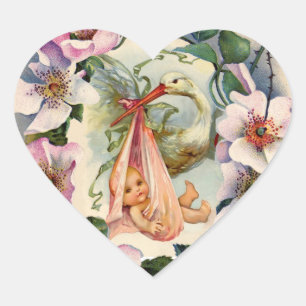 OOIEVAAR MEISJE BABY SHOWER KROON MET ROZE WILDE R HART STICKER