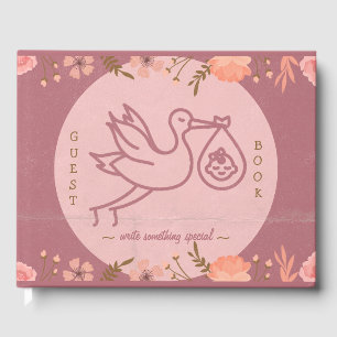 ooievaar met Baby-Baby shower Gastenboek