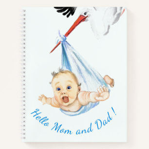 Ooievaar met Baby Funny Notitieboek - aangepaste t
