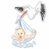 Ooievaar met Baby Funny Sticker - Aangepaste tekst (Voorkant)