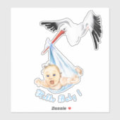 Ooievaar met Baby Funny Sticker - Aangepaste tekst (Vel)