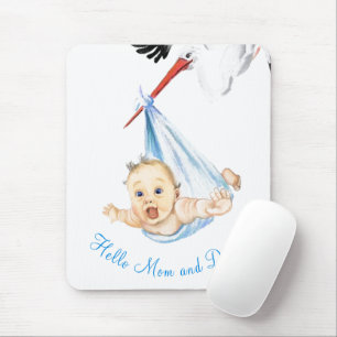ooievaar met Baby-Muismat Muismat