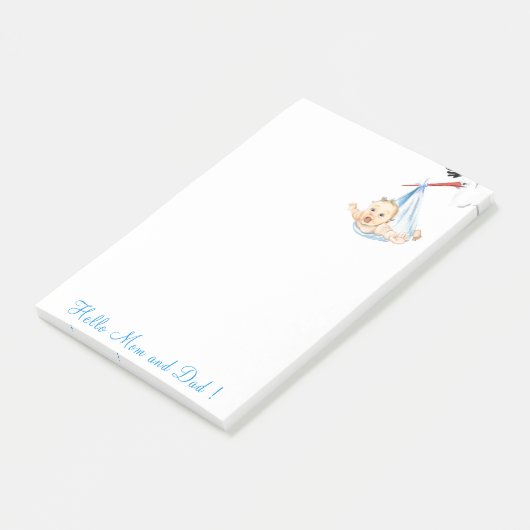 ooievaar met Baby-Post-it® notes (Schuin)