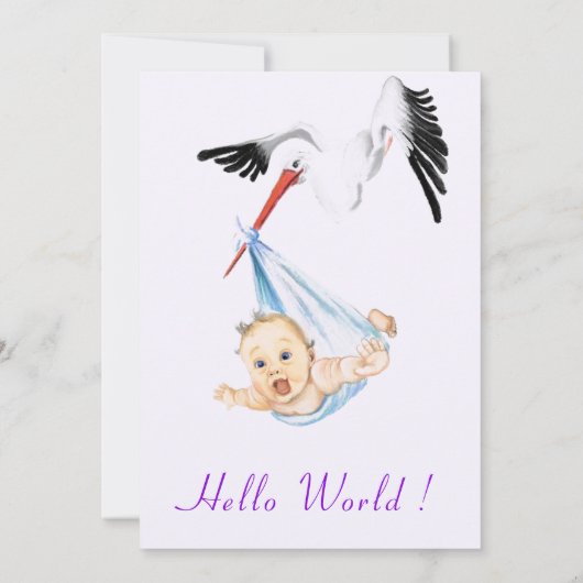 Ooievaar met Baby shower Invitation Funny Design (Achterkant)
