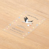 ooievaar met Baby shower Transparant Acryl Uitnodigingen (Laagn)