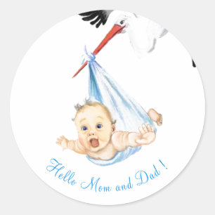 Ooievaar met Baby Sticker - Custom Text