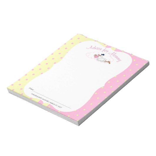 Ooievaar met een Schattige klein meisje - Advies Notitieblok (Gedraaid)