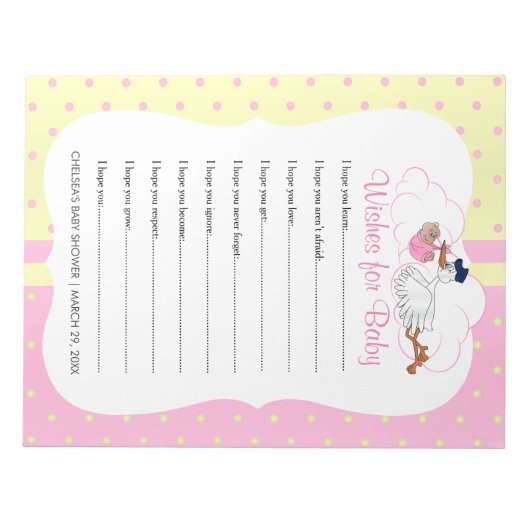 Ooievaar met een Schattige klein meisje - Wensen Notitieblok (Voorkant)