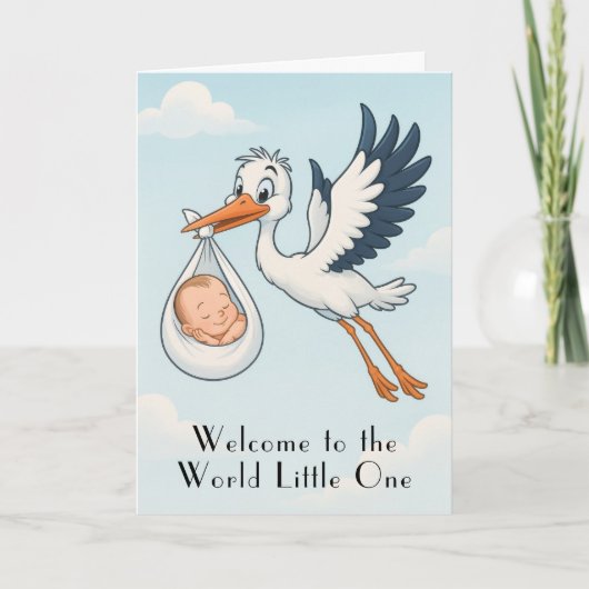 Ooievaar pasgeboren Baby Kaart (Voorkant)