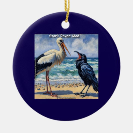 Ooievaar Raaf Dol – Strandvogel Gebabbel Keramisch Ornament (Voorkant)
