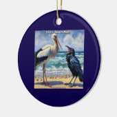 Ooievaar Raaf Dol – Strandvogel Gebabbel Keramisch Ornament (Links)