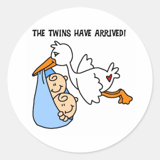 Ooievaar Twin Aankomst Ronde Sticker (Voorkant)