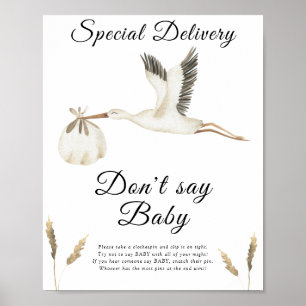 Ooievaar - zeg geen baby Poster