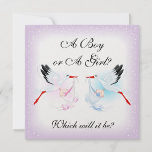 Ooievaars en baby's Baby Gender Reveal Party Invit Kaart