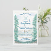 Ooievaar's Reis Baby Jongens Baby Shower Uitnodigi Kaart (Staand voorkant)