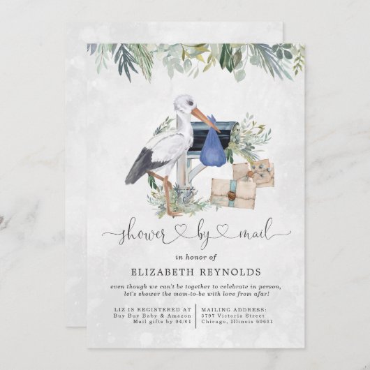 ooievaarsbezorging | Virtueel Baby shower per post Kaart (Voorkant / Achterkant)