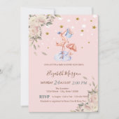 Ooievaarsbloemen, Sterren Baby shower Kaart (Voorkant)