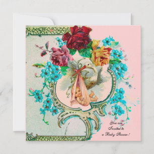 OOIEVAARTJE MET ROZE ROZEN EN BLOEMEN AANKONDIGING